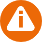 orange icon with an i inside an alert symbol