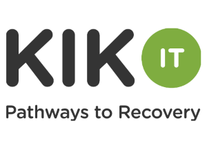 KIK IT Pathways to Recovery logo. Kik It sits on top of Pathways to Recovery. 'It' is in a green circle