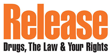 Release is written in large orange letters with Drugs, The Law & Your Rights underneath in black