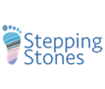 Logo depicting a multicoloured footprint beside the text 