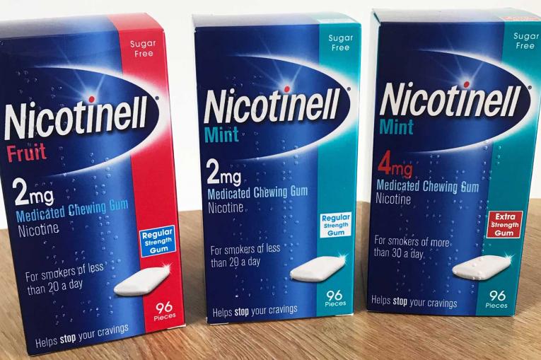 Photo of 3 boxes of nicotine gum