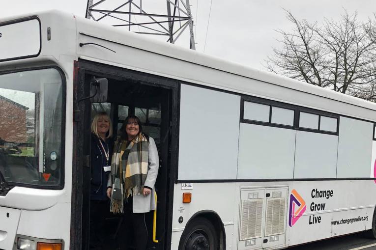 A bus used to support people with Hep C testing