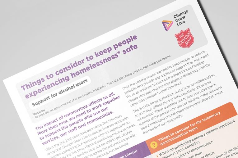 A leaflet created by Change Grow Live and the Salvation Army