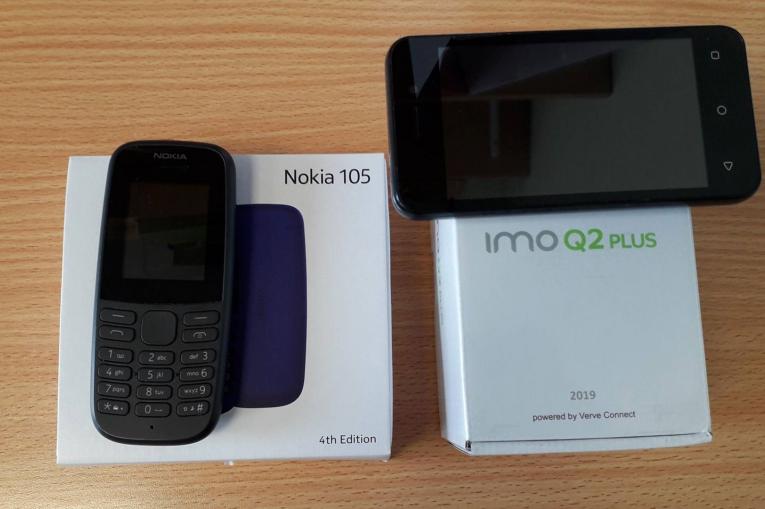 A photo of two phones