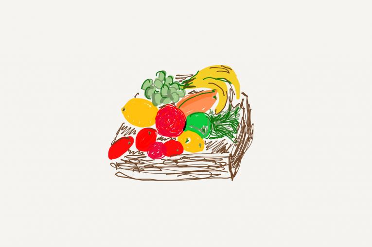 An illustration of a bowl of fruit