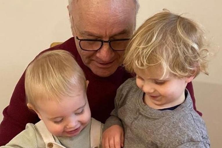 David Biddle with his grandchildren