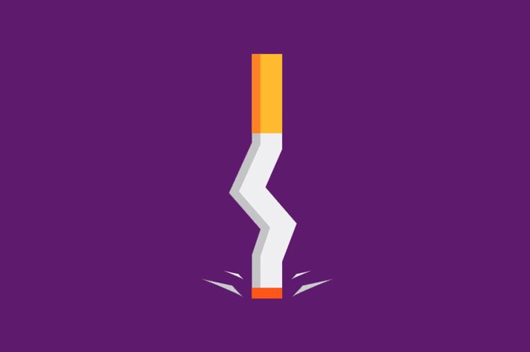 An illustrated cigarette being stubbed out