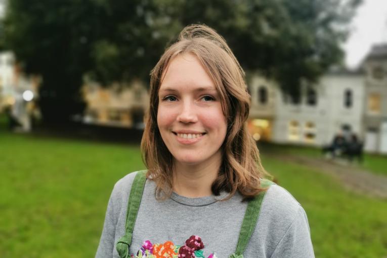 A photo of a woman smiling