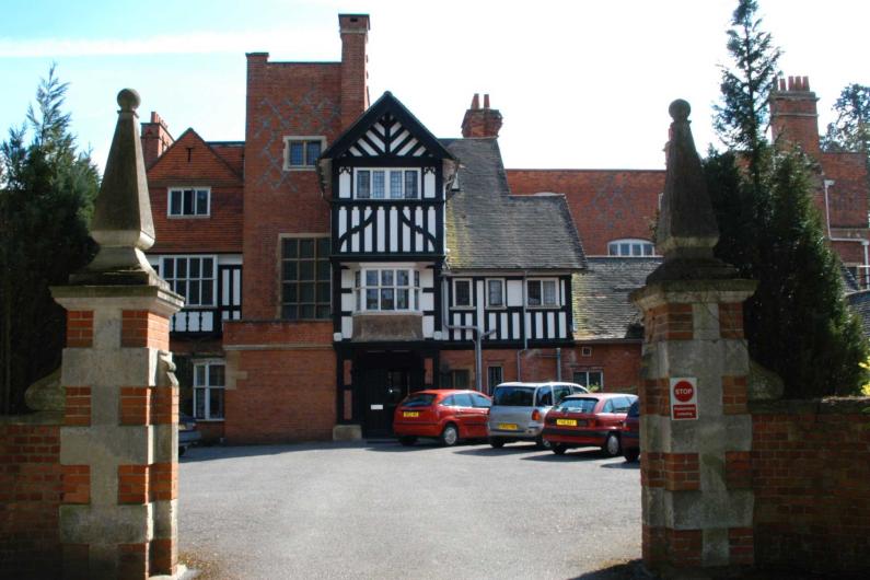 Yeldell Manor - outside the front of the building. A large, old building with a front drive